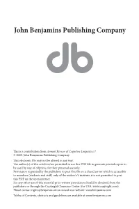 Constructing a Second Language Introduction to the Special Section*