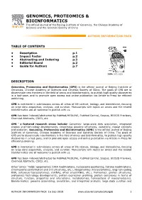 Genomics, Proteomics & Bioinformatics