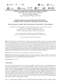 ISSUES of the STATE and SOCIETY SECURITY (Part I): ENSURING PUBLIC SECURITY in the FIGHT AGAINST CRIME