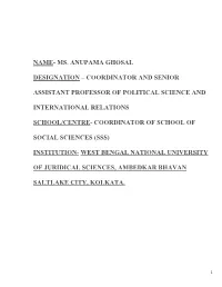 Name- Ms. Anupama Ghosal Designation – Coordinator