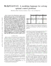 Nloptcontrol: a Modeling Language for Solving Optimal Control Problems Huckleberry Febbo, Paramsothy Jayakumar, Jeffrey L