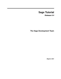 Sage Tutorial (Pdf)