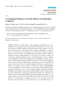 A Technology Platform to Test the Efficacy of Purification of Alginate