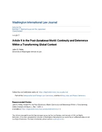 Article 9 in the Post-Sunakawa World: Continuity and Deterrence Within a Transforming Global Context