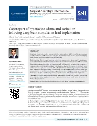 Case Report of Hyperacute Edema and Cavitation Following Deep Brain Stimulation Lead Implantation Albert J