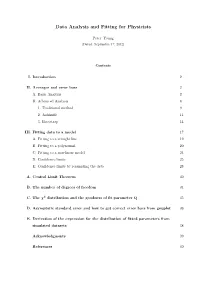 Data Analysis and Fitting for Physicists