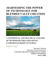 [Harnessing the Power of Technology for Blended Value Creation