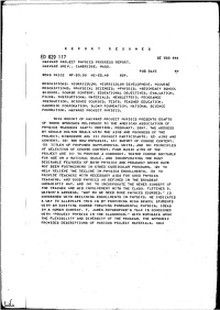 Harvard Project Physics Progress Report
