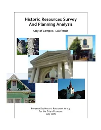 Historic Resources Survey and Planning Analysis