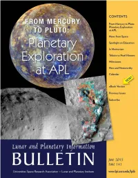 ISSUE 141, JUNE 2015 2 from Mercury to Pluto Continued