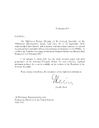Letter Transmitting the Concept Paper and the Draft Programme of The