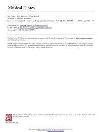 Mr. Pepys the Musician (Continued) Author(S): Francis Hueffer Source: the Musical Times and Singing Class Circular, Vol