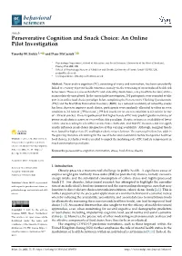 Perseverative Cognition and Snack Choice: an Online Pilot Investigation