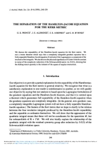 The Separation of the Hamilton-Jacobi Equation for the Kerr Metric