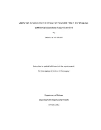 Vegetation Dynamics and the Efficacy of Prescribed Fires in Restoring Oak