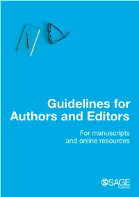 Guidelines for Authors and Editors