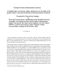 Testing Freedom of Information in Liberia a Scoping Paper on The