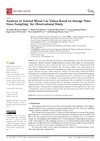 Analysis of Arterial Blood Gas Values Based on Storage Time Since Sampling: an Observational Study