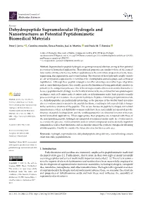 Dehydropeptide Supramolecular Hydrogels and Nanostructures As Potential Peptidomimetic Biomedical Materials