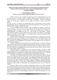 In Honour of Versalite Linguistics and Languages Professor: Vince Onyema Okeke)