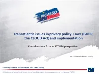 Laws (GDPR, the CLOUD Act) and Implementation