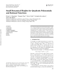 Small Dynamical Heights for Quadratic Polynomials and Rational Functions.1.1