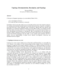 Typology, Documentation, Description, and Typology