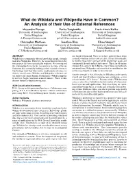 What Do Wikidata and Wikipedia Have in Common? an Analysis of Their Use of External References