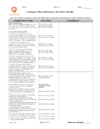 Contingency Plan and Emergency Procedures Checklist Page 1