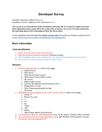 Developer Survey