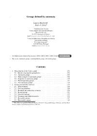 Groups Defined by Automata Contents