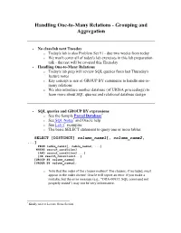 Handling One-To-Many Relations - Grouping and Aggregation