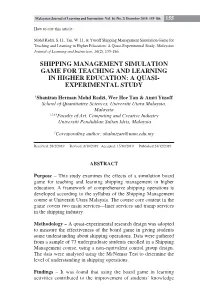 Shipping Management Simulation Game for Teaching and Learning in Higher Education: a Quasi-Experimental Study