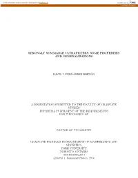 Strongly Summable Ultrafilters: Some Properties and Generalizations