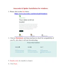 Anaconda, Spider and Rstudio Installation for Windows
