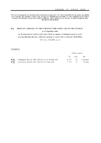 B Directive 2000/54/Ec of the European