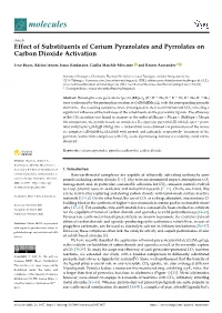 Effect of Substituents of Cerium Pyrazolates and Pyrrolates on Carbon Dioxide Activation