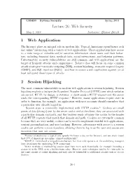 Lecture 26: Web Security 1 Web Application 2 Session Hijacking