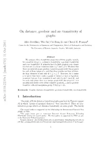 On Distance, Geodesic and Arc Transitivity of Graphs