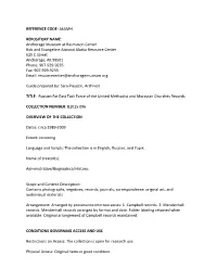 REFERENCE CODE: Akamh REPOSITORY NAME: Anchorage Museum at Rasmuson Center Bob and Evangeline Atwood Alaska Resource Center 62