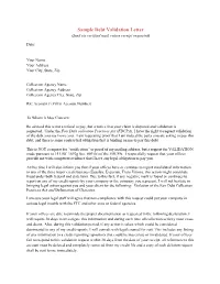 Sample Debt Validation Letter (Send Via Certified Mail, Return Receipt Requested)
