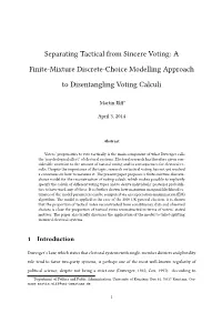 Separating Tactical from Sincere Voting: a Finite-Mixture Discrete-Choice Modelling Approach to Disentangling Voting Calculi