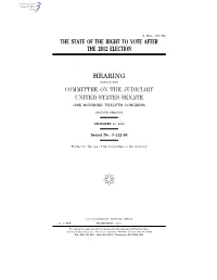 The State of the Right to Vote After the 2012 Election