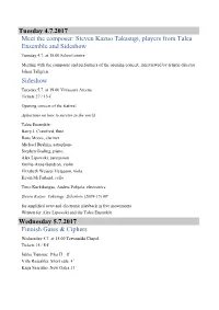 Time of Music Schedule 2017
