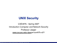 UNIX Security