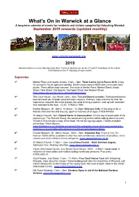 What's on in Warwick at a Glance a Long-Term Calendar of Events for Residents and Visitors Compiled by Unlocking Warwick September 2019 Onwards (Updated Monthly)