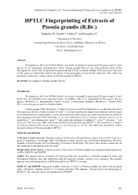 HPTLC Fingerprinting of Extracts of Pisonia Grandis (R.Br.)