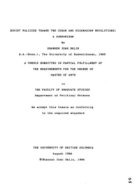 Soviet Policies Toward the Cuban and Nicaraguan Revolutions