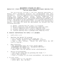 Spreadsheet Program for EPA's Method 301: Field Validation of Pollutant Measurement Methods Form Various Waste Media the Calcul