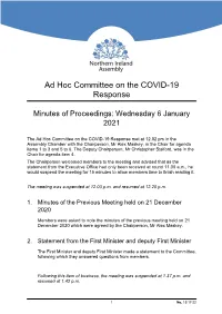 Ad Hoc Committee on the COVID-19 Response Meeting Minutes of Proceedings